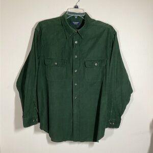 New Vintage Roundtree & Yorke XL Dark Green Corduroy Shirt Outdoors